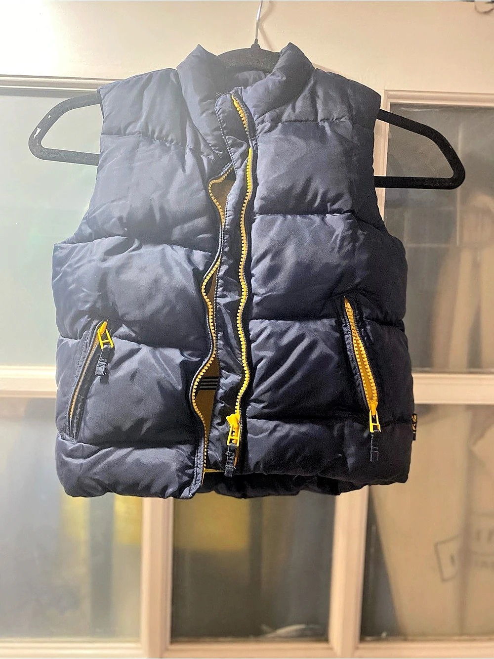 Next Boys Puffer Vest in Blue & Yellow Like New
